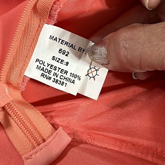 MORI LEE by Madeline Gardner Strapless Coral Gown Size 8 - Picture 11 of 14